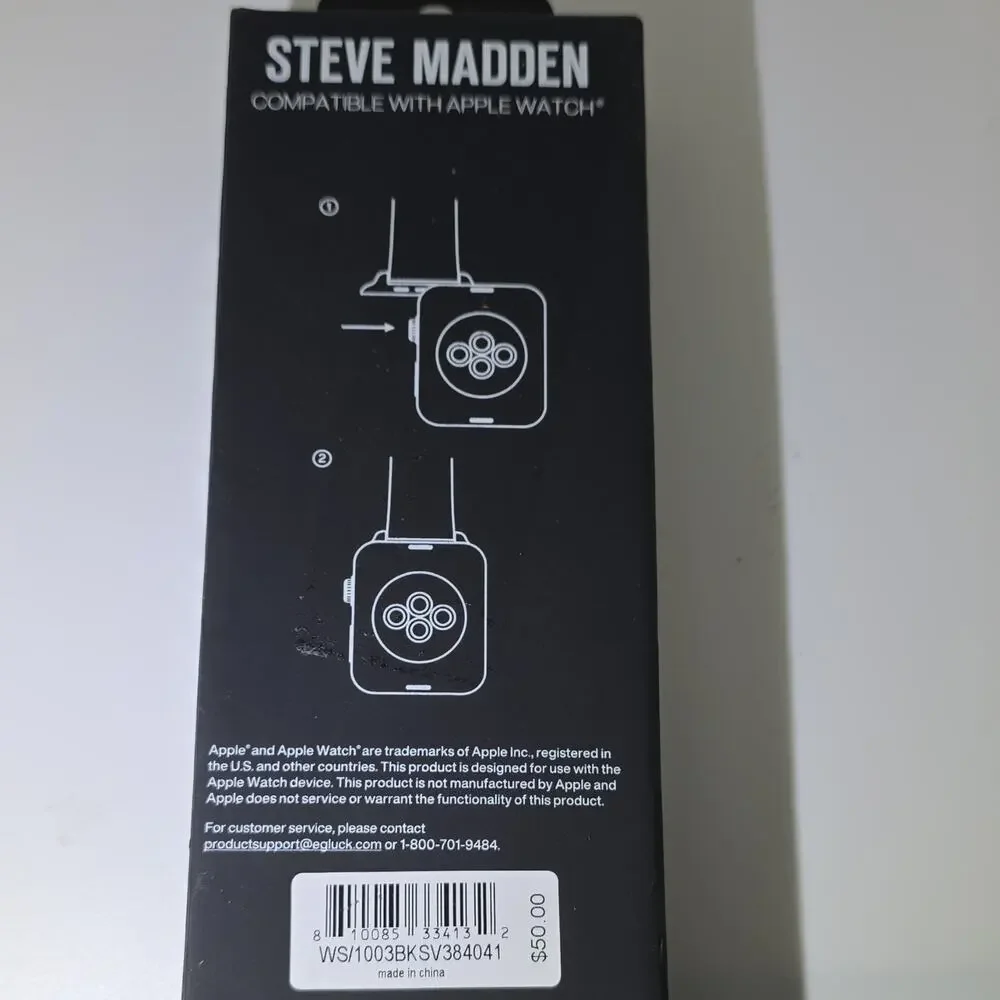 Steve Madden Black Silicone Strap Band for Apple Watch 38/40/41mm